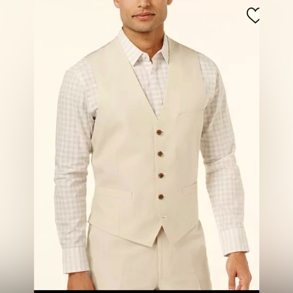 INC linen blend vest L